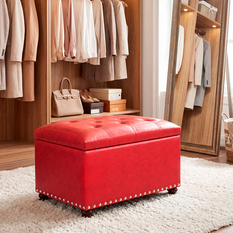Repose-pieds avec rangement Magoon, Rouge