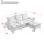 Canapé modulaire 81 po beige avec méridienne réversible, aspect cuir technique contemporain-808905960-808905962