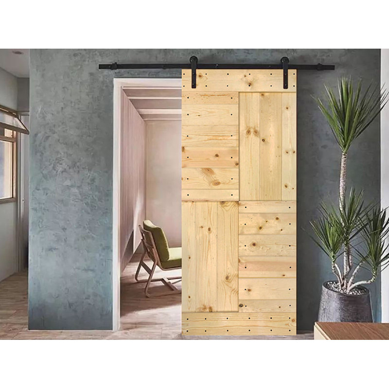 Unfinished Pine Paneled Sliding Barn Door Slab