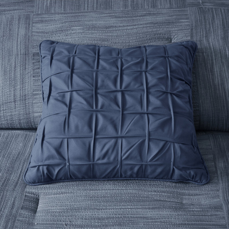 Navy Microfiber California King Seersucker Comforter Set