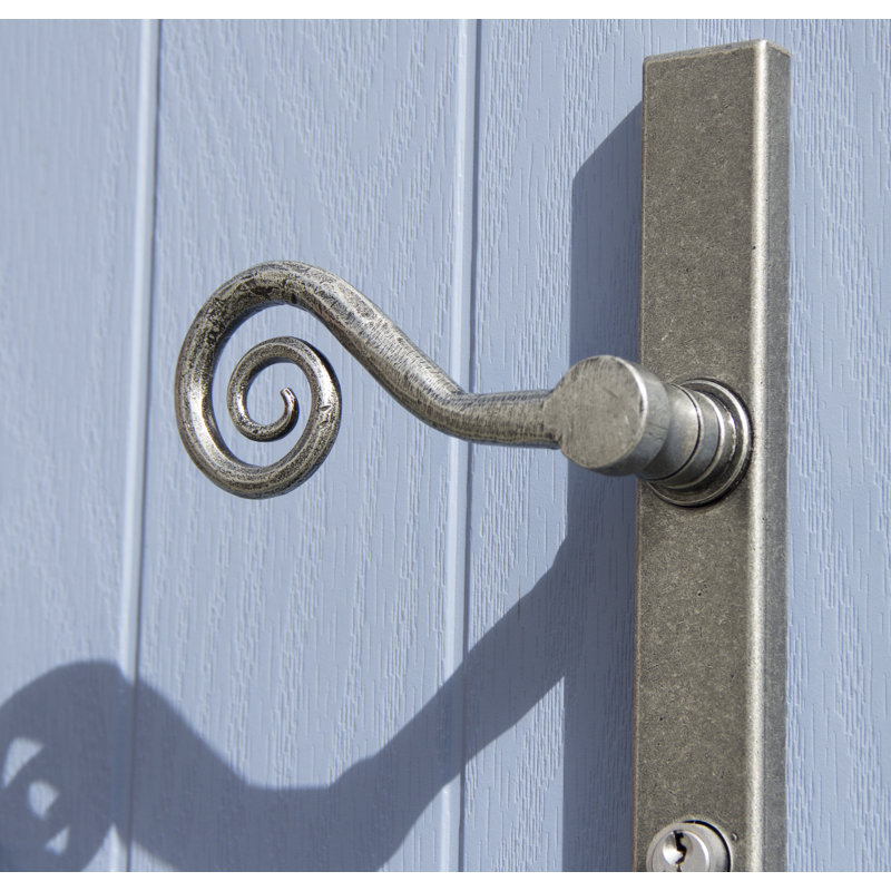 Monkeytail Lock Left Hand Door Handle, Left, Pewter Patina
