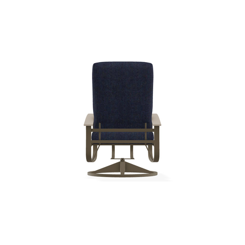 Belle Isle Outdoor Swivel Lounge Chair, Spectrum Indigo Sunbrella®, Textured Beachwood, Desert P60