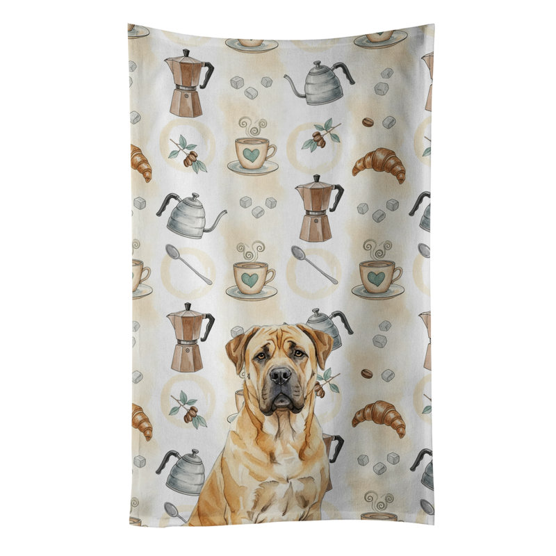 Fawn Boerboel Coffee Bar Kitchen Towel, Fawn Boerboel