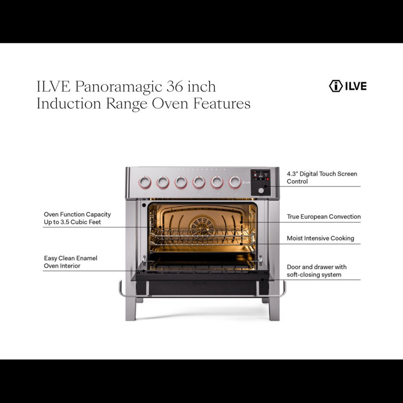 ILVE Panoramagic 36 in Induction Range, Stainless Steel