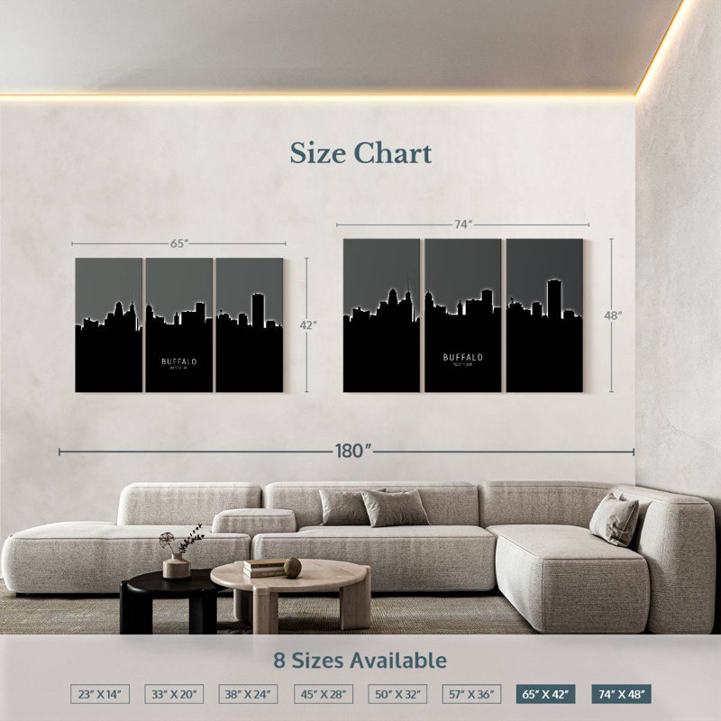 Buffalo New York Skyline VI, H 42 po x l 65 po