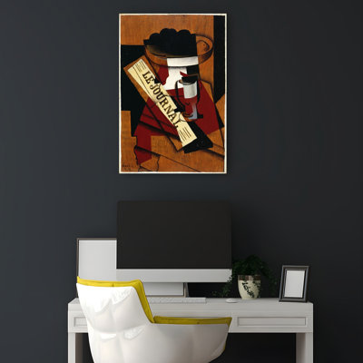 Fruit Dish, And Newspaper, 1916 Abstract Contemporary Wall Art Print by Juan Gris - Wrapped Canvas Print