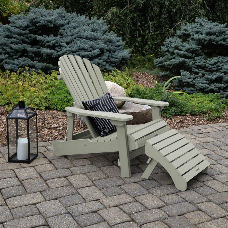 Anette Plastic Folding Adirondack Chair with Ottoman, Eucalyptus