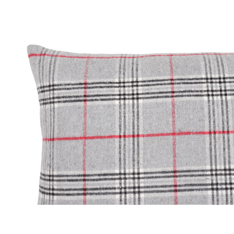 Plaid Feather Reversible Throw Pillow