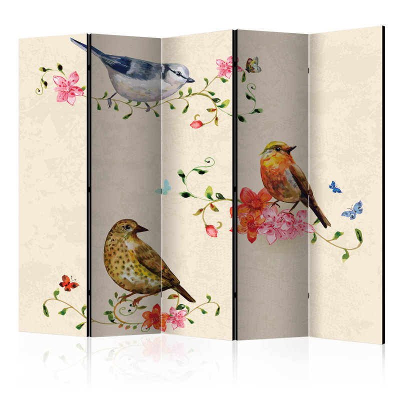 225cm W x 172cm H 5 - Panel Wood Folding Room Divider