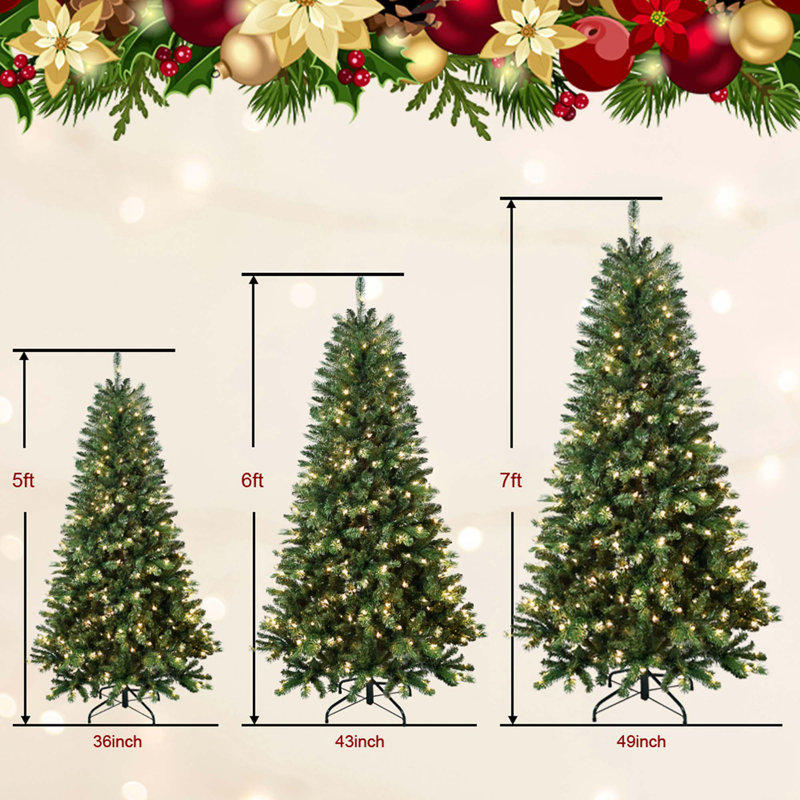 Sapin de Noël artificiel éclairé Jalisse - support inclus, 7'