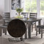 Table de salle à manger de style transitionnel urbain de 122 cm (48 po) – Teinte noyer riche avec placage en bois massif, plateau à motif circulaire en creux et pieds carrés – Capacité de 8 couverts, table polyvalente autoportante