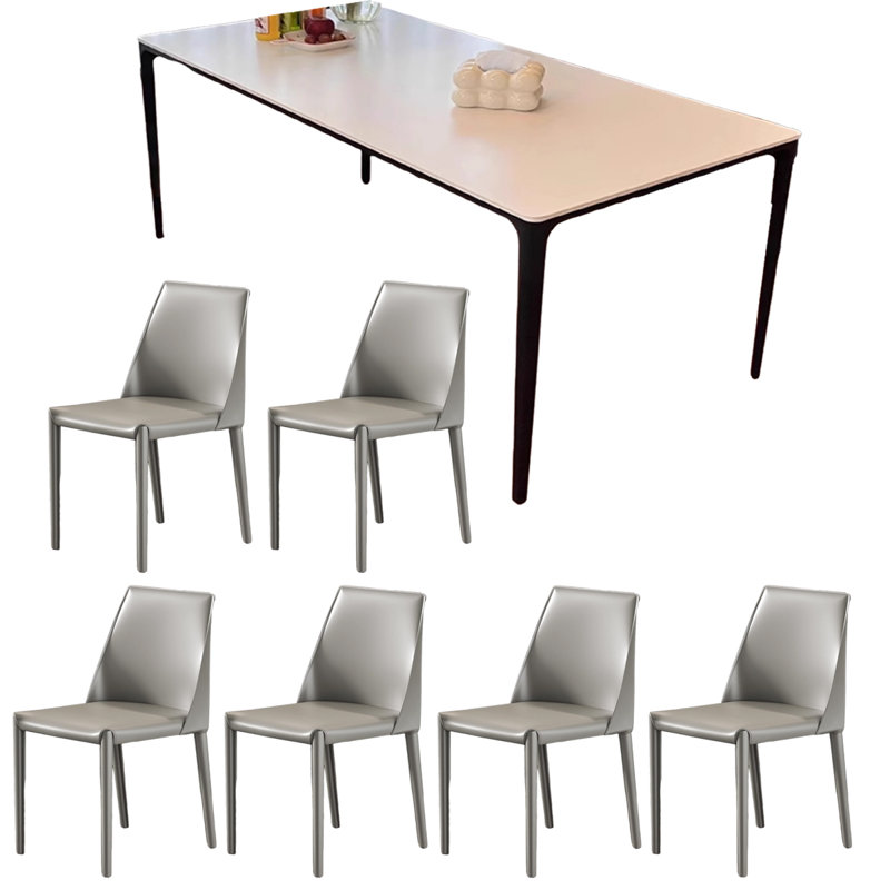 Rectangular modern simple white rock table, 29.53"H x 70.87"L x 35.43"W