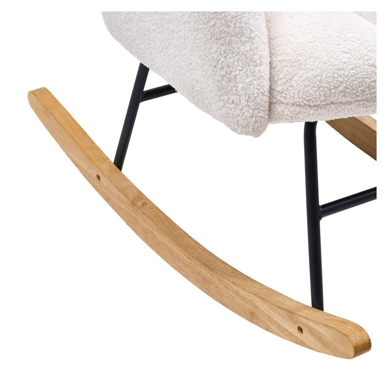 Chaise berçante en tissu moelleux avec dossier haut et fauteuil inclinable blanc ivoire pour l'allaitement et la détente