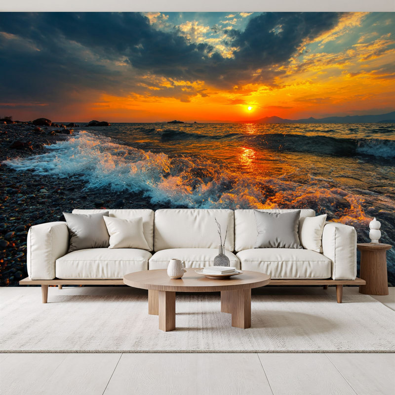 Papier peint auto-adhésif Sunset Beach Sunset, L 96 po x l 69 po