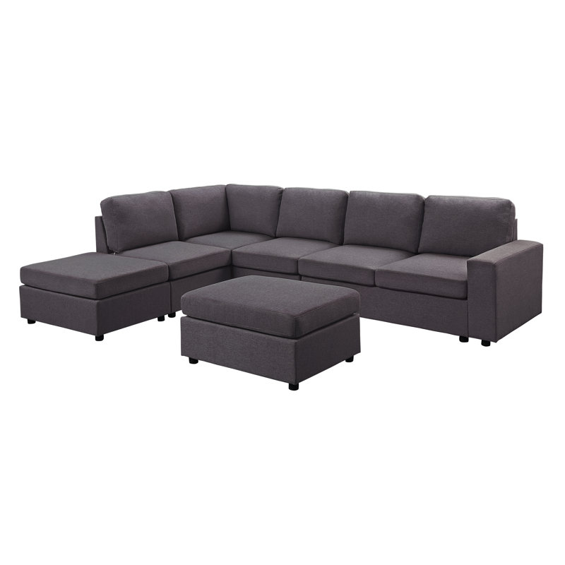 Auner Upholstered L-Shaped Sectional Reversible, Dark Gray Polyester