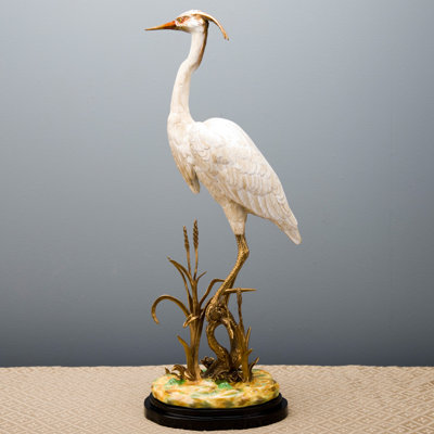 Porcelain Shore Bird with Bronze Ormolu Base