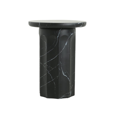 Outdoor Lightweight Concrete Black Marble Effect Side Table