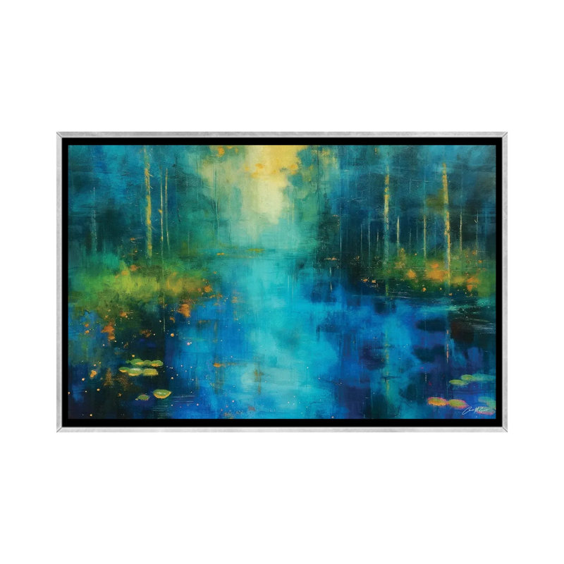 Symphony In Blue - Framed Wall Art Print, Argent argent, Reproduction encadrée sans passe-partout, H 32 po x l 48 po
