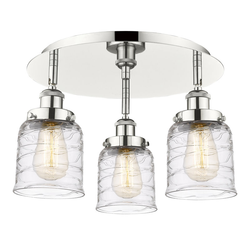 Plafonnier Bell, Tourbillon déco transparent, Nickel poli