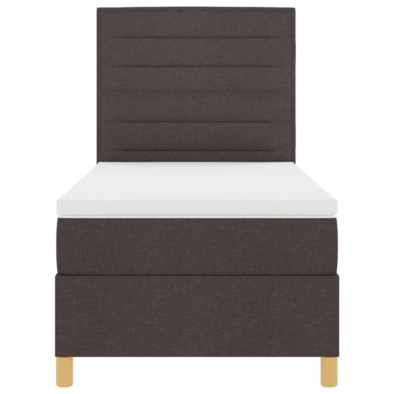 Vidaxl Box Spring Bed with Mattress Fabric, Dark Brown, 80 x 200cm
