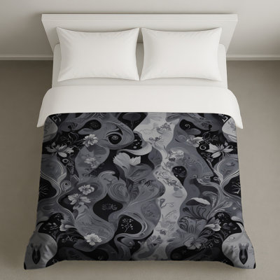 Housses de couette à motif floral noir et blanc