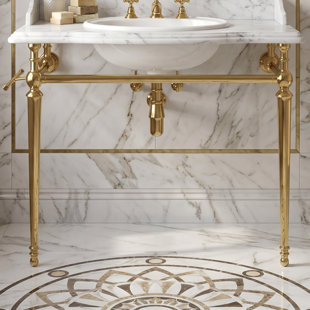 Base de meuble-lavabo autoportant, support de console en métal avec barre à serviettes, évier ou robinet inclus