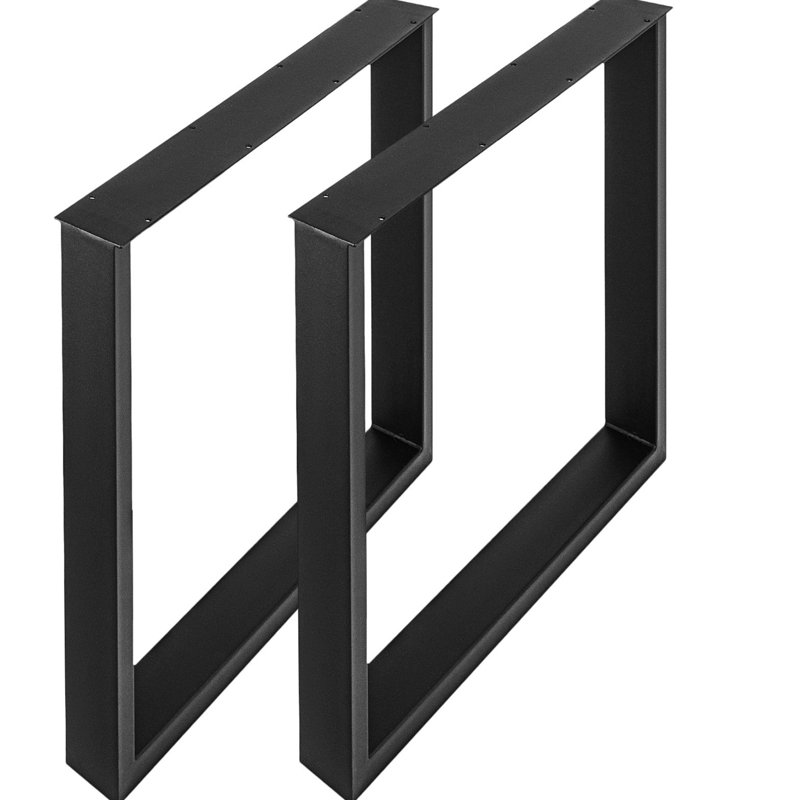 Ensemble de 2 pieds de table en acier de 28 po de hauteur et de 24 po de largeur, de section carrée robuste de 3,1 po de largeur, de 28 x 24 x 3,1 pouces de style industriel noir de style campagnard