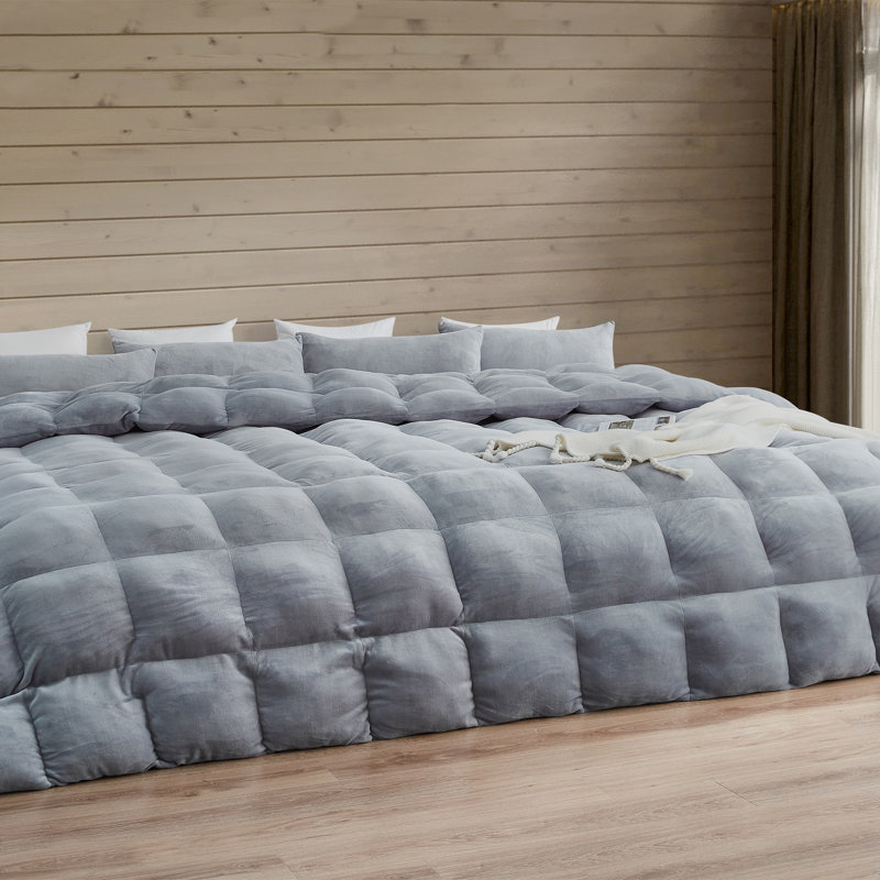 Ensemble d'édredon en microfibre 5 pièces, Édredon très grand Alaskan + 4 taies décorative, Gris argenté