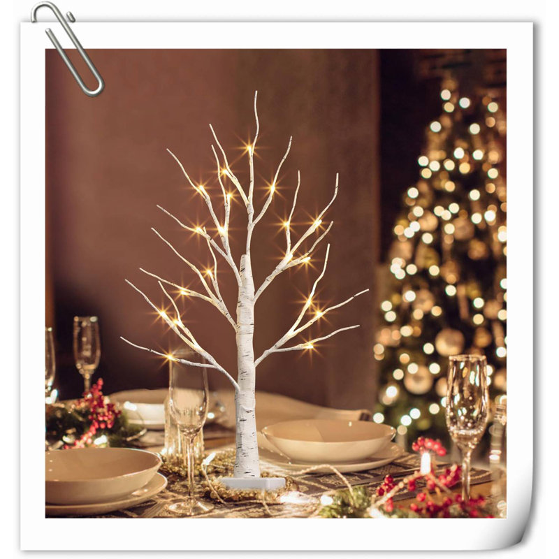 22" Birch Tree With LED Lights, Warm White Artificial Tree Lamp, Fairy Light Spirit Tree For Xmas Home Indoor Tabletop Centerpiece Decorations, Battery Powered, 6H/18H Timer