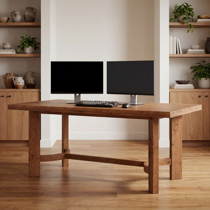 63" Solid Wood Executive Office Desk, Walnut