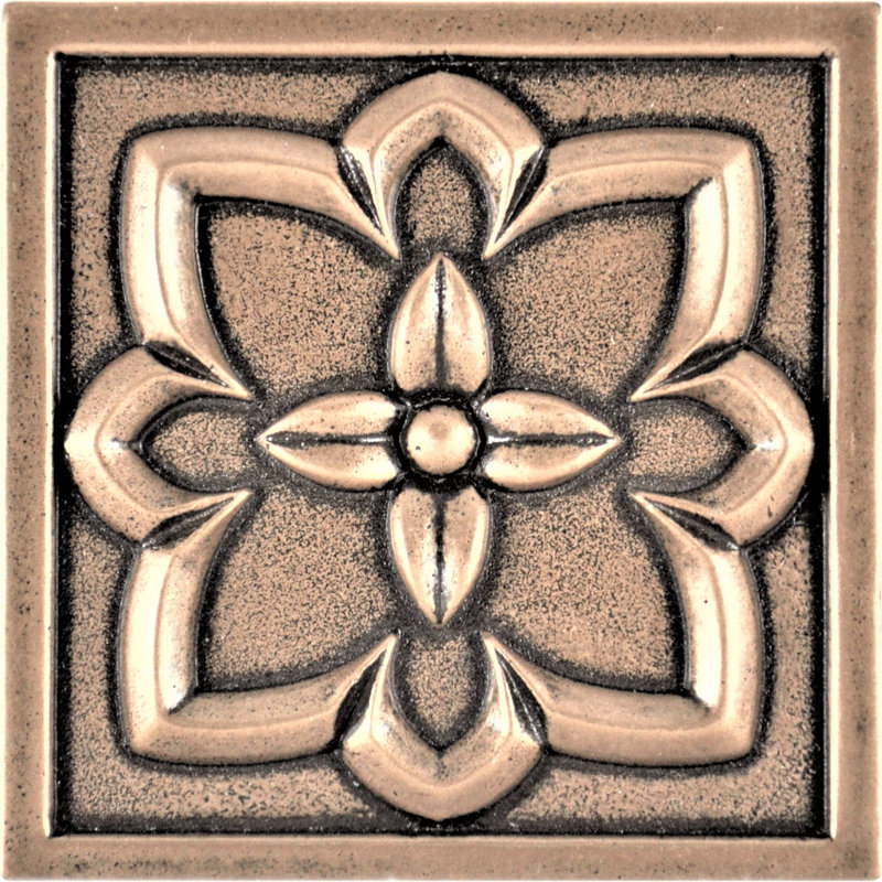 Crown 2'' x 2'' Hand Painted Resin Decorative Accent Tile, Bronze