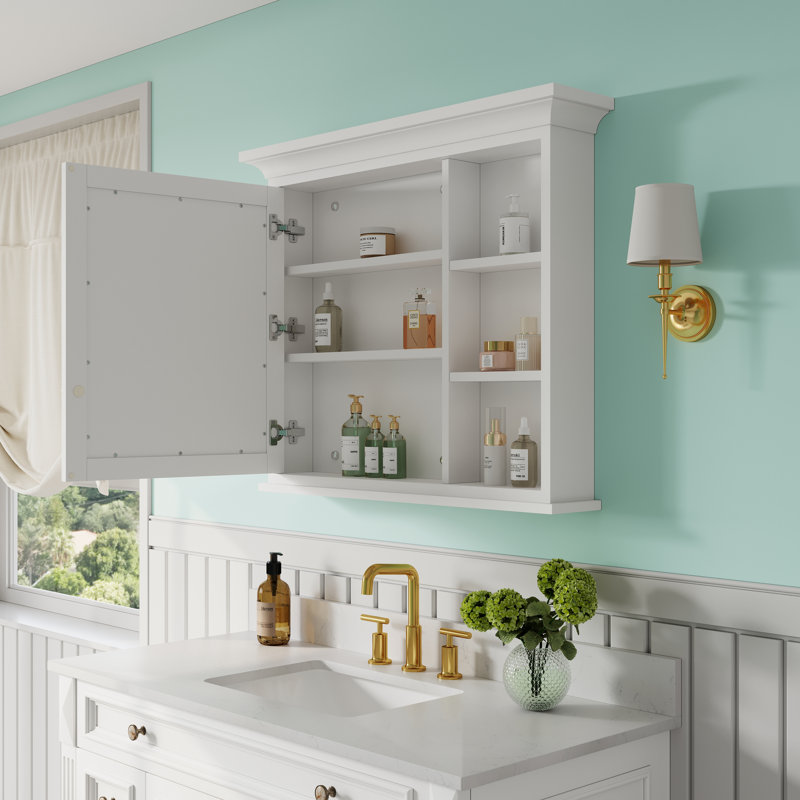 Armoire à pharmacie en bois massif avec cadre de rangement en bois massif 36 "x H 30"