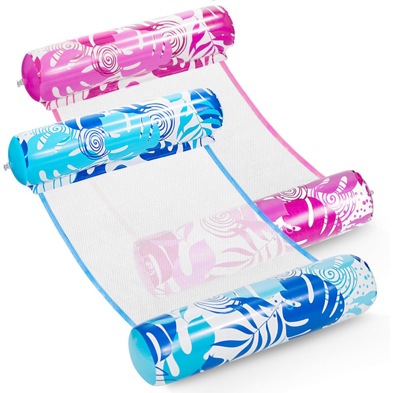 Ensemble de 2 flotteurs de hamac pour piscine gonflable multi-usages pour adultes, Blue/Pink
