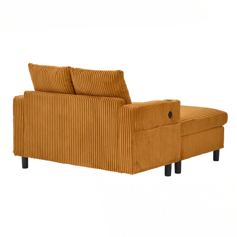 Canapé inclinable moderne en velours côtelé, Jaune moutarde