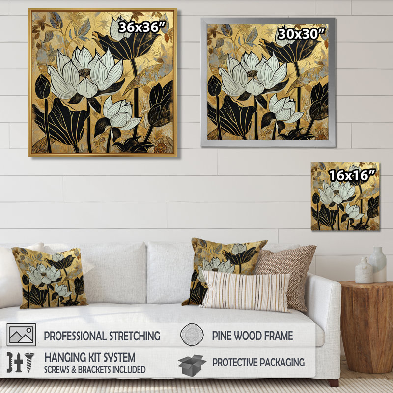 Anthony, art mural Lotus, Toile tendue, H 30 po x l 30 po