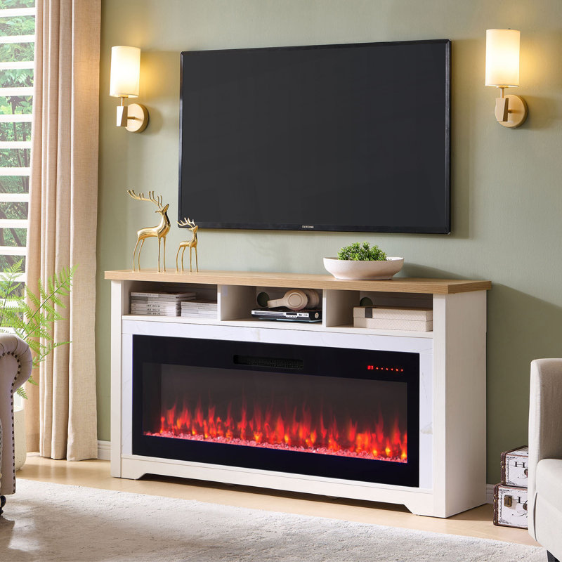 Fireplace TV Stand With 50"Smart Electric Fireplace, 32"H x 60"L x 13.75"W