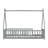 Twin Tent-Shaped Floor Bed,Teepee Bed With Guardrails,Slats,Grey