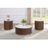 Vytautas 3-Piece Round White Marble Coffee Table Set Honey Brown
