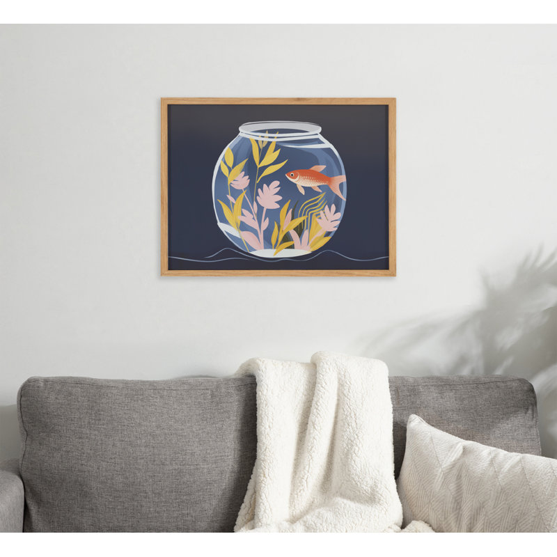«Pet Goldfish» par B Creative Studio, reproduction d'aquarelle encadrée, Encadrement brun clair, H 16,65 po x l 12,65 po
