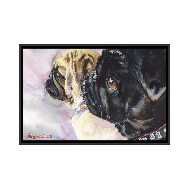 Noir et blanc, impression sur toile, H 18 po x l 26 po x P 1,5 po, Toile avec cadre noir, Pas de tapis