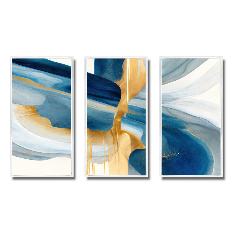 Dhurata Bold Expression Art I - 3 pièces, H 28 po x l 36 po x P 1 po, Cadre blanc