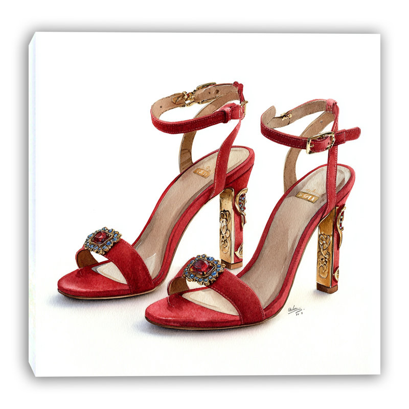 Art mural sur toile Ruby Jewel Heels, H 20 po x l 20 po x P 1,5 po