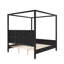 Très grand lit plateforme à baldaquin en bois avec tête de lit tapissier, aucun sommier nécessaire, meubles de chambre à coucher, noir-129184028