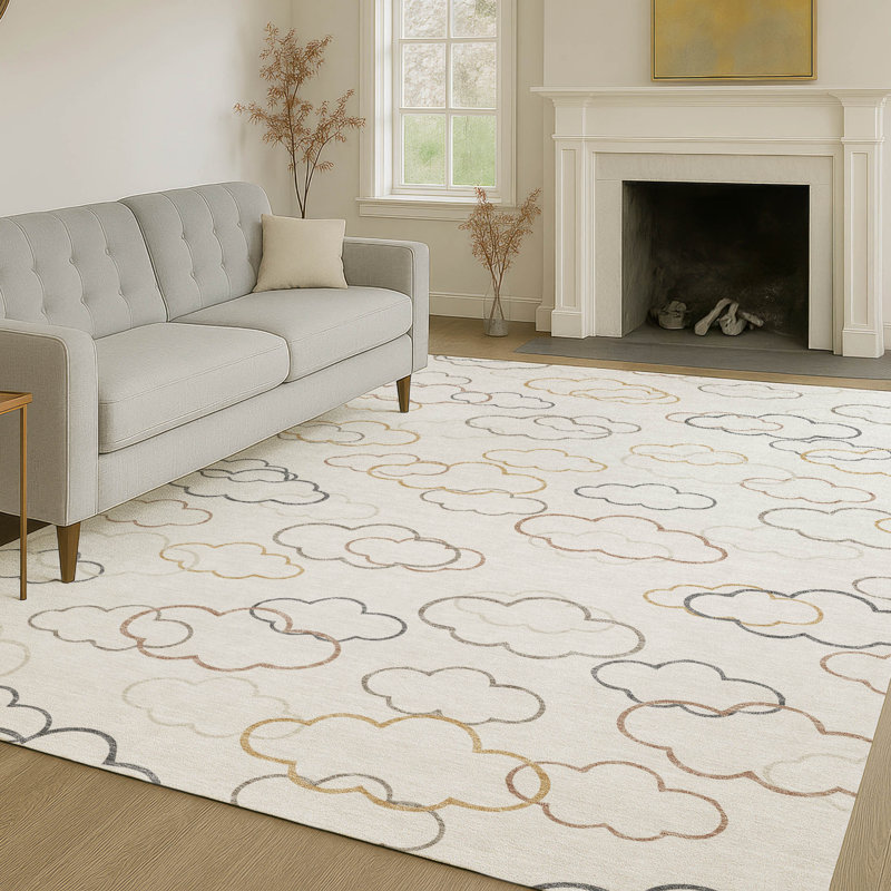 Tapis intérieur / extérieur lavable à la machine pour enfants Chantille ACN2508, Lin lin, Rectangle 10 pi x 14 pi