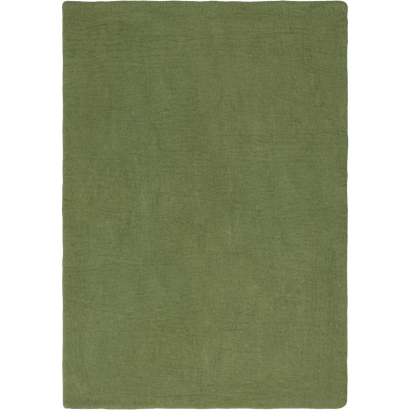 Solid Colour Wool Hand Woven Area Rug, Rectangular 90 x 130cm