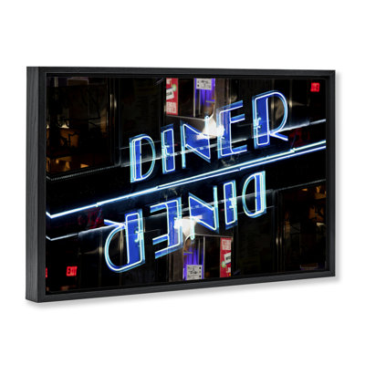Neon Diner Sign Reflection Floating Frame, design by Robin Vandenabeele
