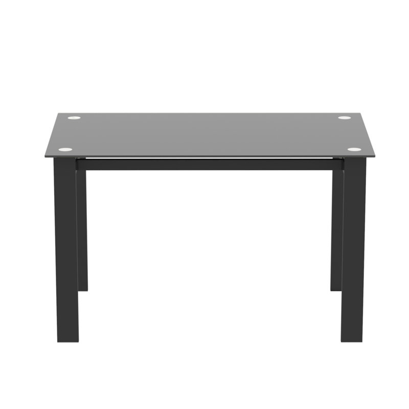 Table moderne - verre trempé noir, rectangulaire, jeu agréable, capacité décorative en verre de 170 lb