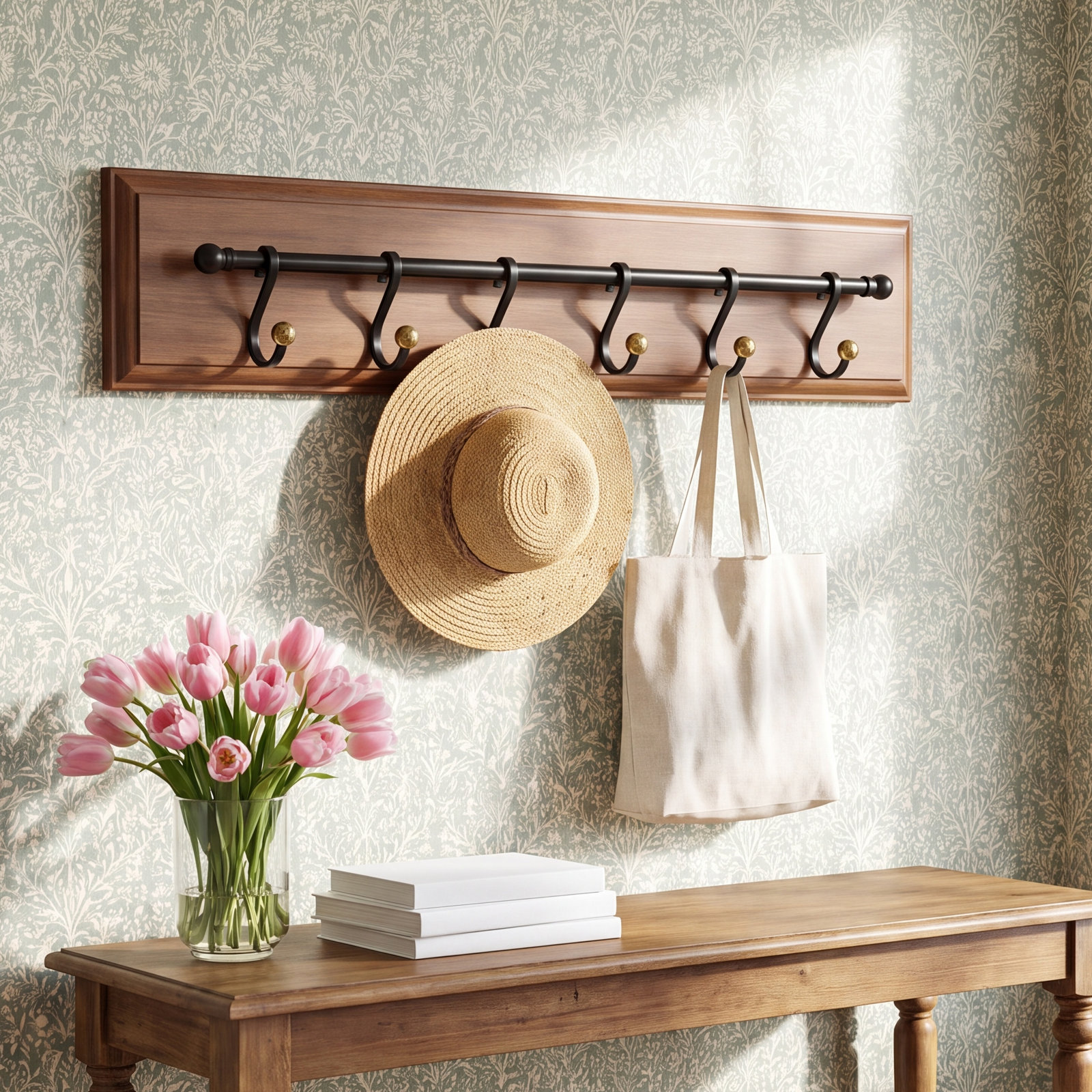Haverly 6 - Hook Wall Mounted Coat Rack in Brown