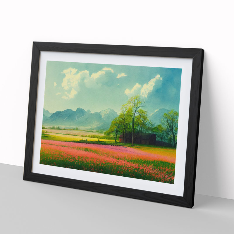 Spring Mountain View Vol.2 - Single Picture Frame Print, Black, 34cm H x 46cm W x 2cm D