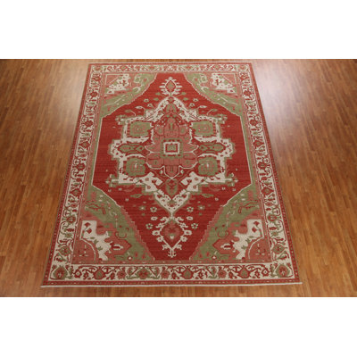 Tapis turc en laine Heriz Serapi noué à la main 9 pi 9 po x 13 pi
